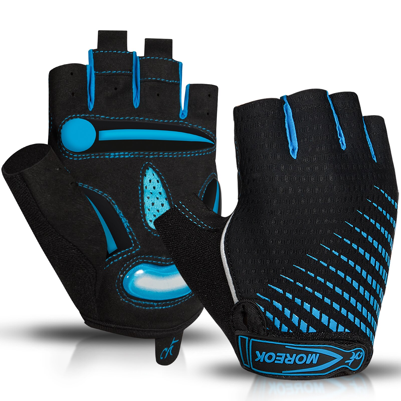 Cycling Glove Padded - MOREOK ถุงมือขี่จักรยาน,ถุงมือจักรยานระบายอากาศ,5 มม.แผ่นเจลลื่นถุงมือจักรยานเสือภูเขา MTB ถุงมือขี่จักรยานถนนสําหรับผู้ชายผู้หญิง