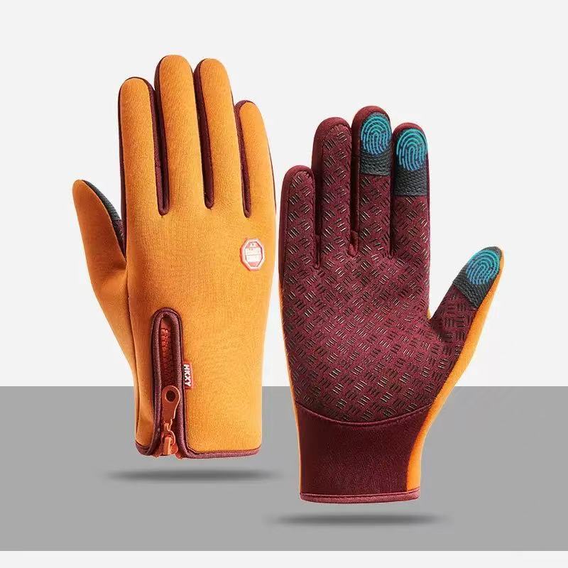 Wool Glove Lined - ถุงมือหน้าจอสัมผัสสำหรับฤดูหนาวสำหรับปั่นจักรยาน กันน้ำ กันลื่น บุด้วยผ้าฟลีซ ถุงมือกีฬาสกีกลางแจ้ง อุปกรณ์ป้องกันความหนาวสำหรับมือ
