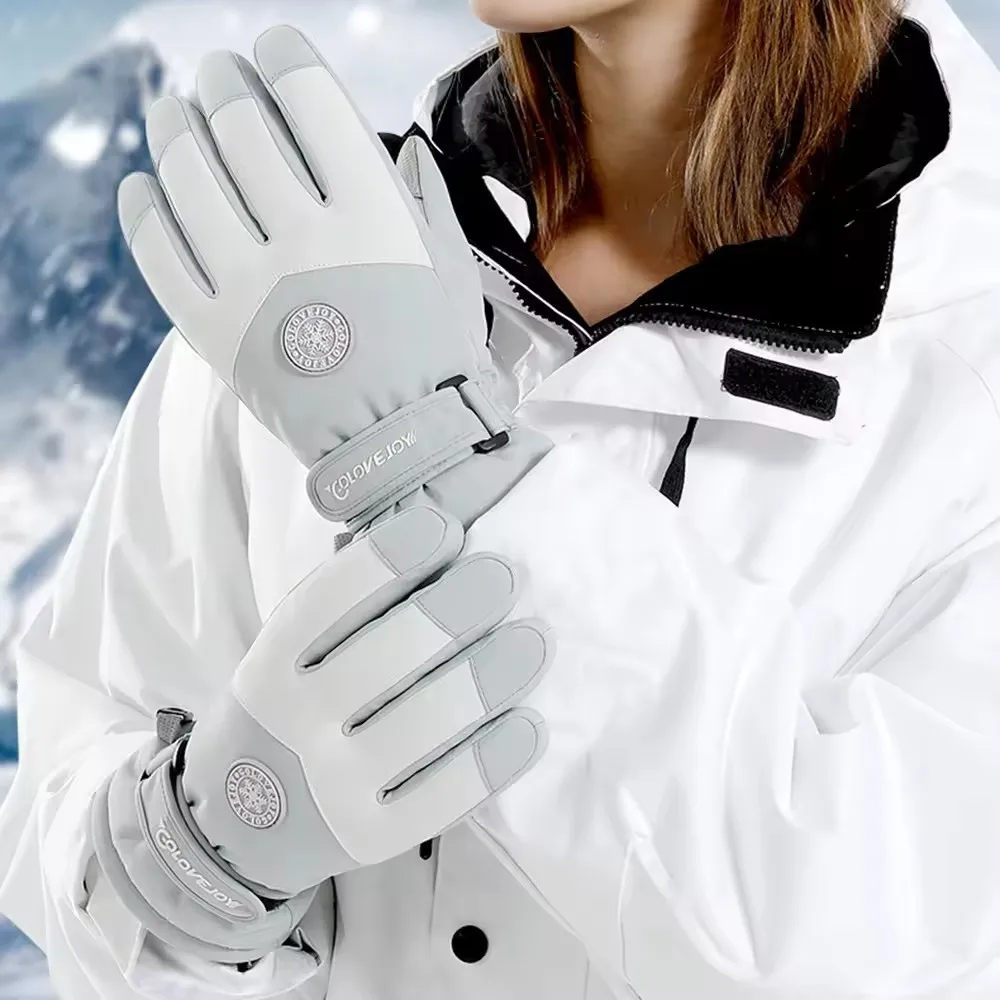 Ski Glove Waterproof - ถุงมือสกีกันน้ําผู้หญิงฤดูหนาวหน้าจอสัมผัสถุงมือหิมะขนแกะอุ่นถุงมือความร้อนสําหรับสโนว์บอร์ดเล่นสกีวิ่ง