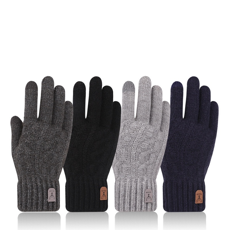Wool Glove Lined - ถุงมือผู้ชายสำหรับฤดูหนาว ถักจากขนสัตว์ บุด้วยผ้าฟลีซ รองรับการสัมผัสหน้าจอ ทนต่อความหนาวเย็น นุ่มสบาย