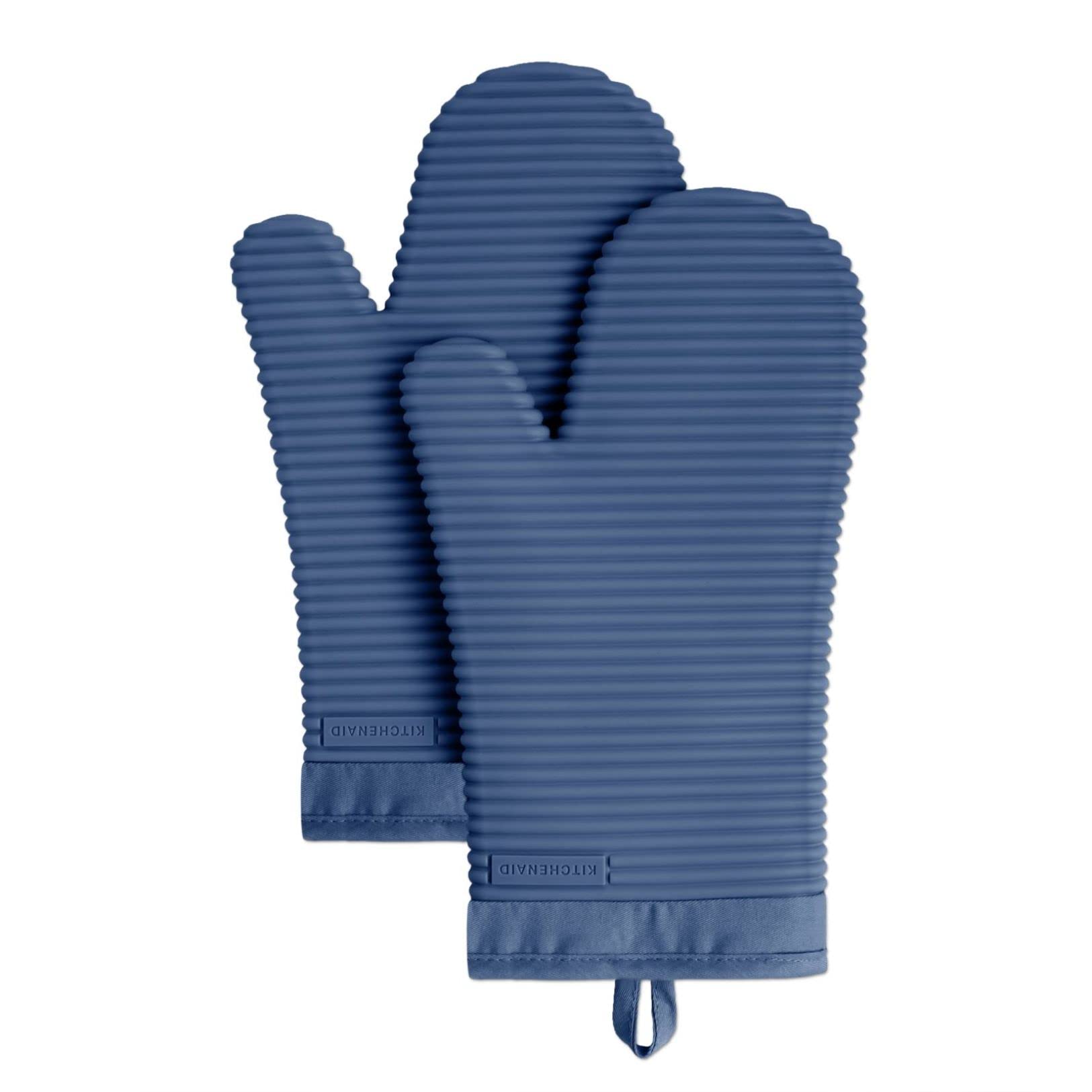 Oven Mitt Silicone - ชุดถุงมือซิลิโคนนิ่มยางวิลโลว์สีฟ้า2นับ7.5 