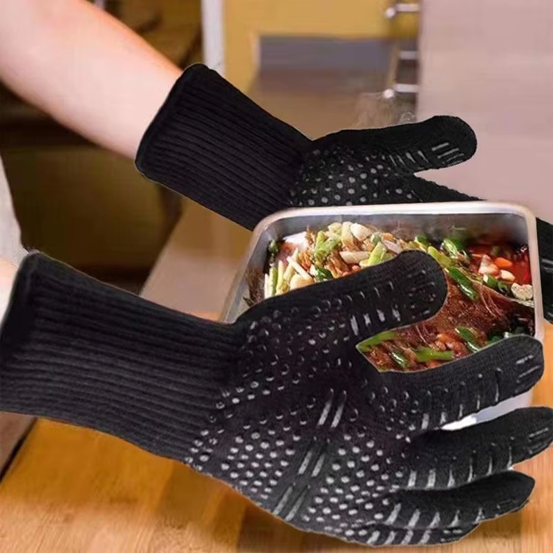 Oven Mitt Silicone - ถุงมือกันความร้อน 1 คู่ ถุงมือทำอาหาร ทนความร้อน ทนไฟ