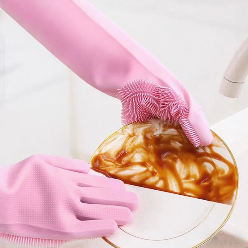 Dish Glove Rubber - ล้างจานทําความสะอาดถุงมือ Magic ยางซิลิโคนจานล้างถุงมือสําหรับครัวเรือนฟองน้ํา Scrubber เครื่องมือทําความสะอาดห้องครัว