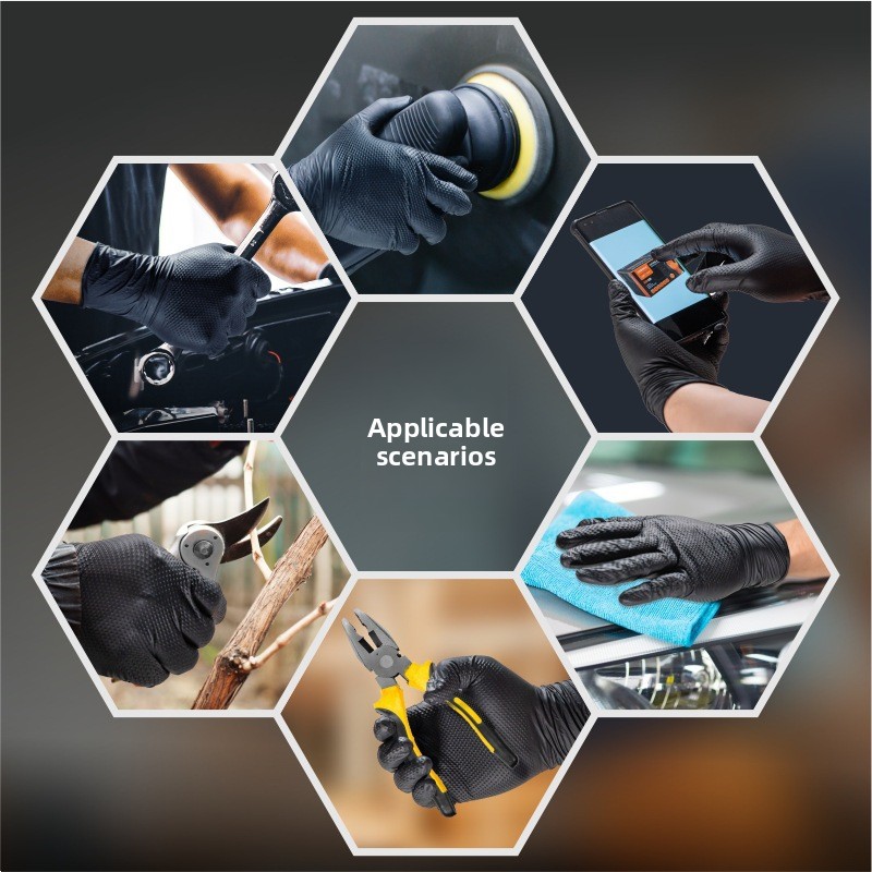 ถุงมือไนไตรล์ลายเพชรสำหรับงานห - Nitrile Mechanic Glove บทวิจารณ์และราคา