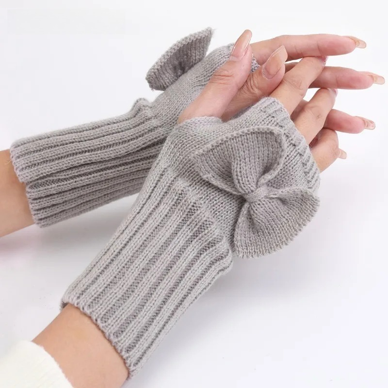 ถุงมือถักแบบไม่มีนิ้วพร้อมโบว์ - Fingerless Glove Knit บทวิจารณ์และราคา