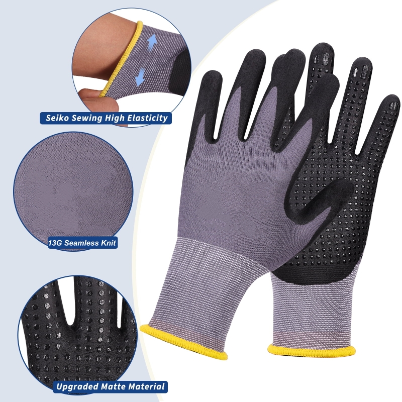ถุงมือทำงานนิรภัยเคลือบไมโครโฟ - Nitrile Mechanic Glove บทวิจารณ์และราคา
